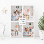 Elegant Merry & Bright 4 Photo Holiday Postcard<br><div class="desc">Simple and elegant holiday photo postcard.  For more advanced customization of this design,  please click the Customize Further link to change the font,  size,  color,  etc.</div>