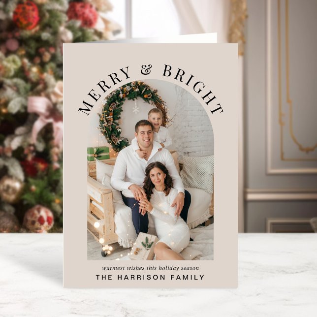 Elegant Merry Bright Arch Photo Christmas Card (Creator Uploaded)