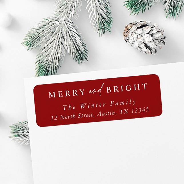 Elegant Merry & Bright Christmas Return Address (Creator Uploaded)