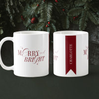 Elegant Merry & Bright Modern Red White Christmas