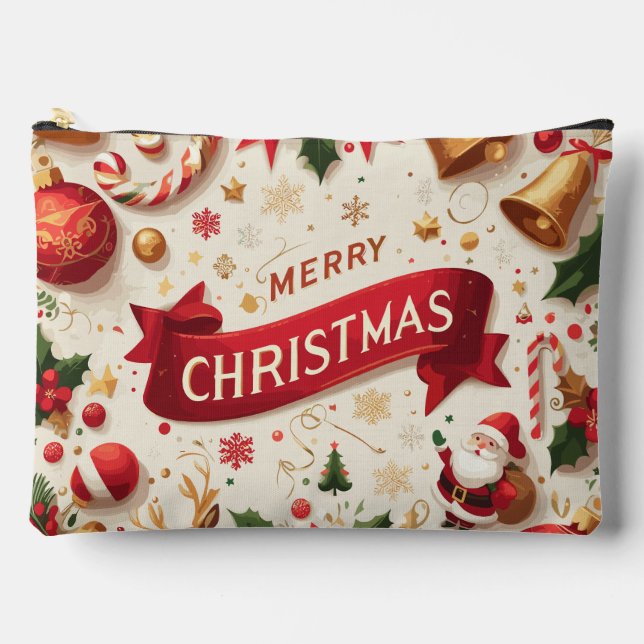 Elegant Merry Christmas Accessory Pouch (Front)