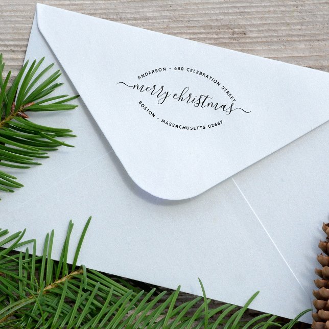 Elegant Merry Christmas Address Rubber Stamp (Elegant Merry Christmas Address Rubber Stamp)