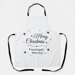 Elegant Merry Christmas and Happy New Year Apron