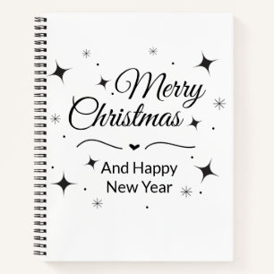 Elegant Merry Christmas and Happy New Year  Notebook