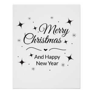Elegant Merry Christmas and Happy New Year Poster