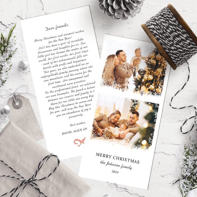 Elegant Merry Christmas Annual Family Update Photo Holiday Card (Creator Uploaded)