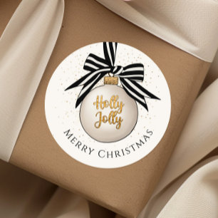 Elegant Merry Christmas Bauble Classic Round Sticker