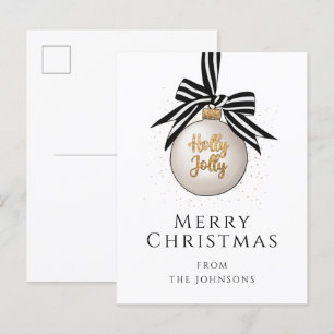 Elegant Merry Christmas Bauble Holiday Postcard