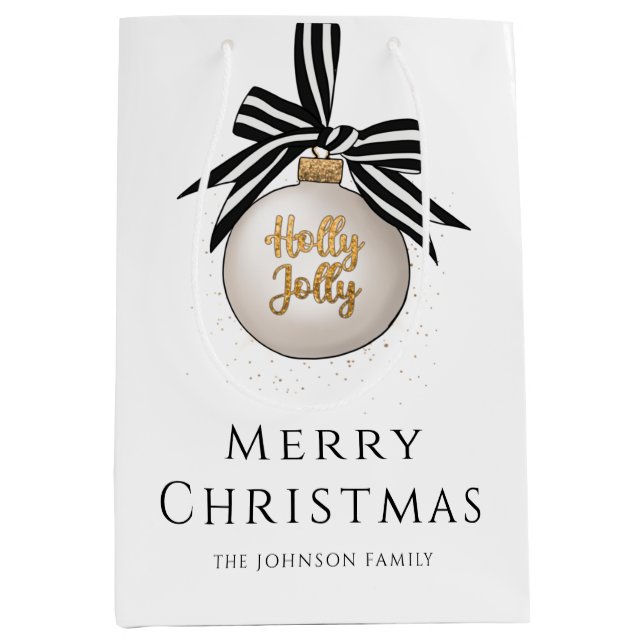 Elegant Merry Christmas Bauble  Medium Gift Bag (Front)