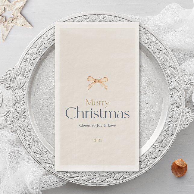 Elegant Merry Christmas Beige Napkin (Creator Uploaded)