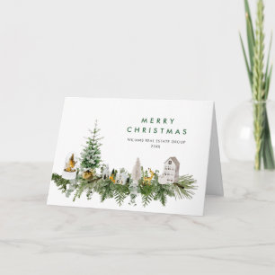 Elegant Merry Christmas Boho Composition Corporate Holiday Card