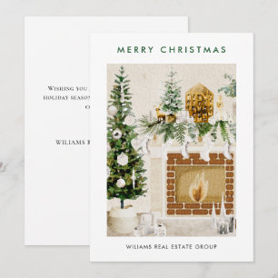 Elegant Merry Christmas Boho Composition Corporate Holiday Card