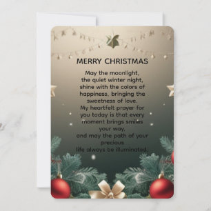 Elegant merry Christmas Border with Red Ornaments Holiday Card
