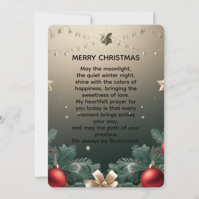 Elegant merry Christmas Border with Red Ornaments  Holiday Card (Front)