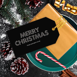 Elegant Merry Christmas Business Black & White Gift Tags