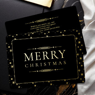 Elegant Merry Christmas Business Gold Foil  Holiday Card