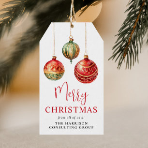Elegant Merry Christmas Business Logo Holiday Gift Tags