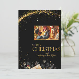 Elegant Merry Christmas Card with Family Photo