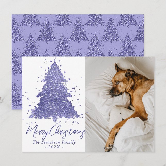 Elegant Merry Christmas | Charming Chic Tree Photo Holiday Card (Front/Back)