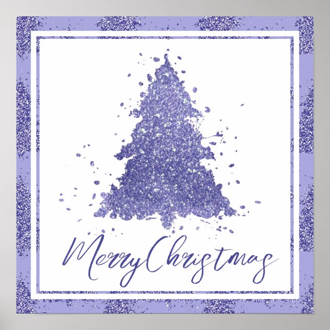 Elegant Merry Christmas | Charming Lavender Tree Poster (Front)