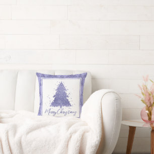 Elegant Merry Christmas   Charming Purple Tree Cushion