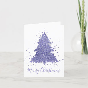 Elegant Merry Christmas   Charming Purple Tree Holiday Card