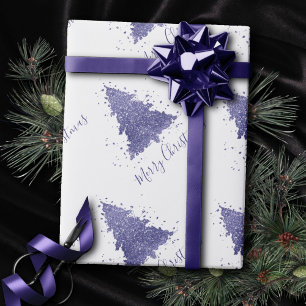 Elegant Merry Christmas   Charming Purple Tree Wrapping Paper