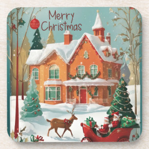 Elegant Merry Christmas Coaster