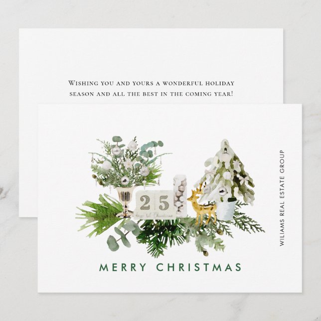 Elegant Merry Christmas Composition Corporate Holiday Card (Front/Back)