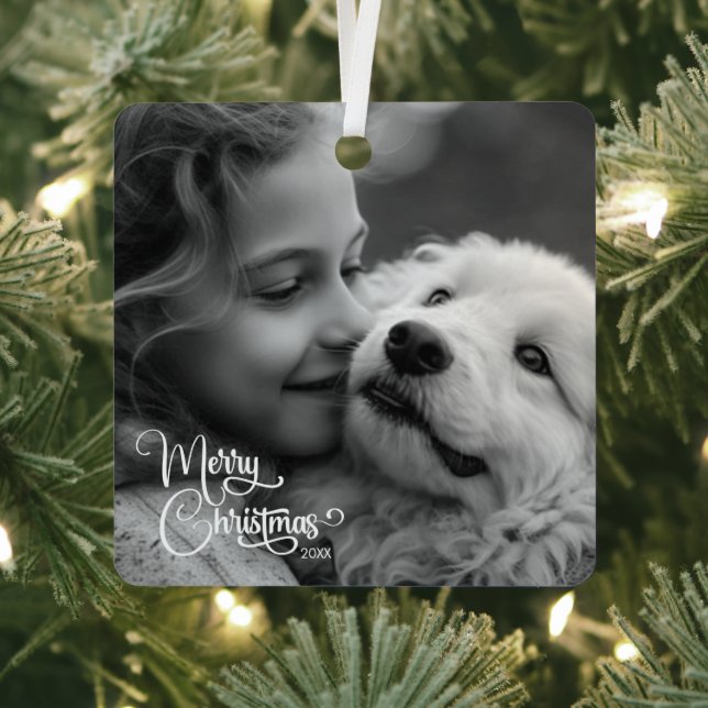 Elegant Merry Christmas Custom Family Picture Metal Tree Decoration (Insitu)