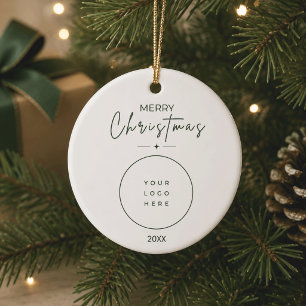 Elegant Merry Christmas Custom Logo Corporate  Ceramic Tree Decoration