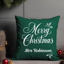 Elegant Merry Christmas Custom Name Holly Berries