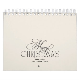 Elegant Merry Christmas Custom Photo 3 Month  Calendar
