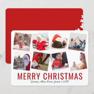 Elegant Merry Christmas Custom Photo Collage Holiday Card
