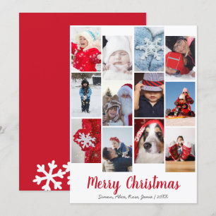 Elegant Merry Christmas Custom Photo Collage Holiday Card