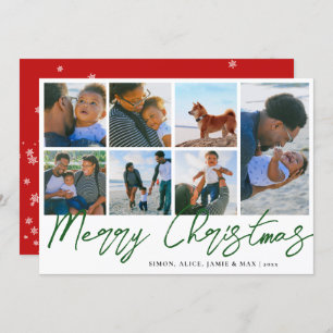 Elegant Merry Christmas Custom Photo Collage Holiday Card