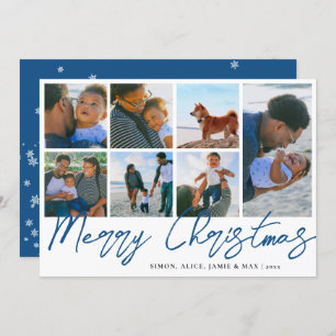 Elegant Merry Christmas Custom Photo Collage   Holiday Card