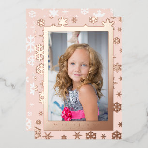 Elegant Merry Christmas Custom Photo     Foil Holiday Card