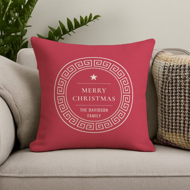 Elegant Merry Christmas Customisable Name Keepsake Cushion (Creator Uploaded)