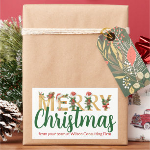 Elegant Merry Christmas Customised Company Party Rectangular Sticker