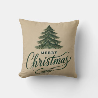 Elegant Merry Christmas Design – Hand-Drawn Tree A Cushion