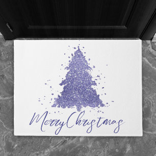 Elegant Merry Christmas Dusty Mauve Pink Tree Doormat