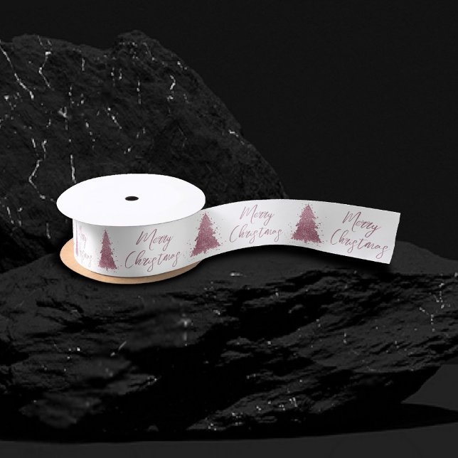 Elegant Merry Christmas | Dusty Mauve Pink Tree Satin Ribbon (Creator Uploaded)