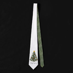 Elegant Merry Christmas   Dusty Mauve Pink Tree Tie