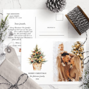 Elegant Merry Christmas Family Annual Report Photo Postcard