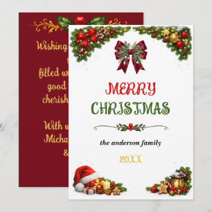 Elegant Merry Christmas Family Holiday Card