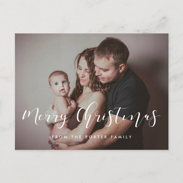 Elegant Merry Christmas Family photo Postcard (Front)