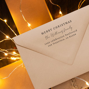 Elegant Merry Christmas Family Return Address Self-inking Stamp