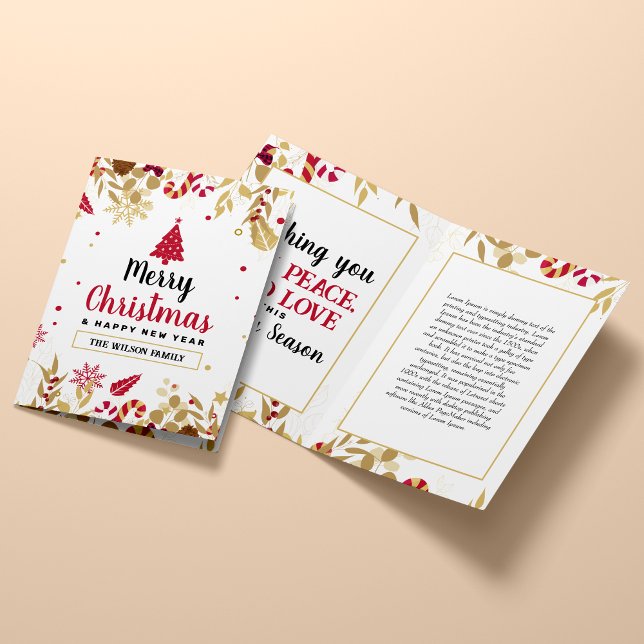 Elegant merry christmas festive with snowflakes holiday card (Creator Uploaded)