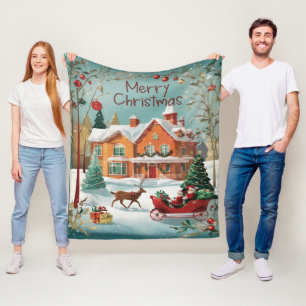Elegant Merry Christmas Fleece Blanket